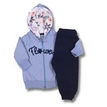 Cj fem cas/calca moletom azul tile e sul