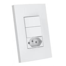 Cj Int. Duplo Simples + Tomada 20A 4X2-Enerbras Dubai Branco Cj Int. Duplo Simples + Tomada 20A 4X2-Enerbras Dubai Branco