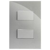 Cj interruptor duplo paralelo 4x2 recta prata gloss - brg11020-5pt