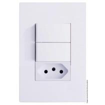 Cj interruptor duplo paralelo + tomada 20a 4x2 - recta branco satin fosco - brs12268-8br