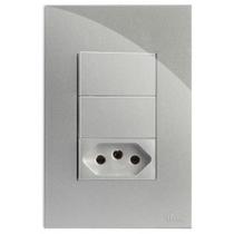 Cj interruptor duplo paralelo + tomada 20a 4x2 - recta prata gloss - brg11332-8pr