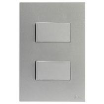 Cj interruptor duplo simples 4x2 recta prata satin fosco Cj interruptor duplo simples 4x2 recta prata satin fosco