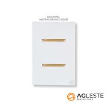 Cj interruptor duplo simples com suporte 4x2 dicompel novara branco gold dnv12005brgd