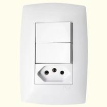 CJ Interruptor Duplo Simples + Tomada 10A Branco Home B.Lux