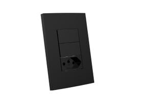 Cj Interruptor Duplo Simples + Tomada 20A Preto 4x2 Dubai
