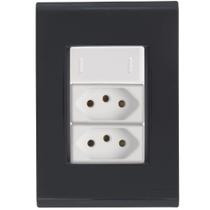 Cj Interruptor e Duas Tomadas 10A e 20A Liz Grafite Tramontina completo pronto