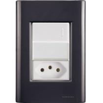 Cj Interruptor e Tomada 10A Giz Grafite Tramontina completo pronto