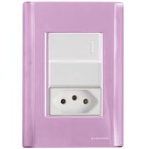 Cj Interruptor e Tomada 10A Giz Rosa Tramontina completo pronto