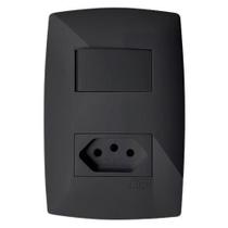 Cj Interruptor Paralelo + Tomada 10A 4X2 - Blux Home Grafite