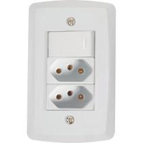 Cj Interruptor Paralelo + Tomada Dupla 10A Branco 4X2 Tramontina Lux2 Tlx57145/090Br