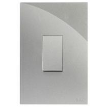 Cj interruptor paralelo vertical 4x2 - recta prata gloss - brg10876-6pr