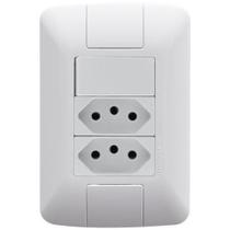 Cj interruptor simples + tomada dupla 10a 4x2 - tramontina aria - 57241/087 Cj interruptor simples + tomada dupla 10a 4x2 - tramontina aria - 57241/087
