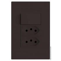 Cj Interruptor Simples + Tomada Dupla 20A 4X2 Recta Chocolate Satin Fosco Brs12290-4Ch