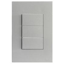 Cj interruptor triplo paralelo 4x2 recta prata satin fosco