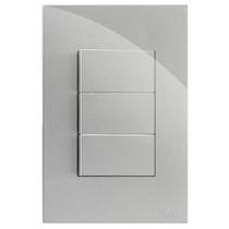 Cj interruptor triplo simples 4x2 - recta prata gloss - brg11044-2pr