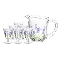 Cj Jarra 1,3l c 6 Taças 240ml Cristal Lavanda Hand Painting