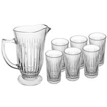 Cj jarra com 6 copos de vidro deli diamante 1l/300ml lyor