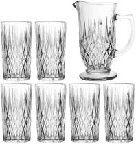 Cj Jarra Com 6 Copos de Vidro Diamante 1L 300ml