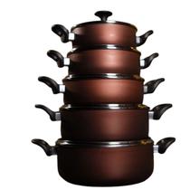 CJ Jogo De Panelas Antiaderente 5 Pçs Premium C/Tampa Vidro Cor Chocolate