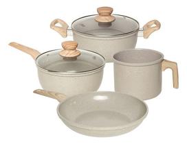 Cj Panelas 4 Peças Cerâmico Antiaderente Indução Cinza Oster