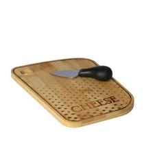 Cj para queijo desenhado c/ 1 tábua em bambu e 1 faca p/ queijo 16x23- lyor