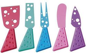 Cj para Queijo e Frios Faca Garfo e Espátula Colors 5 Peças