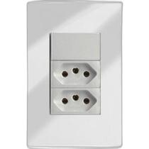 Cj Paralelo + 2 Tomadas 10A 4X2 Recta Espelhada Prata Gloss