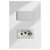 Cj Paralelo + Tomada 10A 4X2 - Recta Espelhada Prata Gloss