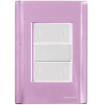 Cj Placa Dois Interruptor Duplo Giz Rosa Tramontina completo pronto