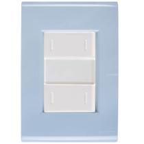 Cj Placa Dois Interruptor Duplo Liz Azul Jeans Tramontina completo pronto