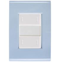Cj Placa Dois Interruptor Duplo Liz Azul Jeans Tramontina Completo Pronto Tramontina
