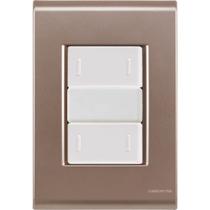 Cj Placa Dois Interruptor Duplo Liz Ouro Velho Tramontina completo pronto Cj Placa Dois Interruptor Duplo Liz Ouro Velho Tramontina completo pronto