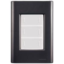 Cj Placa Três Interruptor Triplo Giz Grafite Tramontina Completo Pronto Tramontina