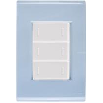 Cj Placa Três Interruptor Triplo Liz Azul Jeans Tramontina completo pronto
