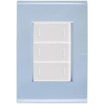 Cj Placa Três Interruptor Triplo Liz Azul Jeans Tramontina Completo Pronto Tramontina