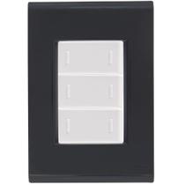 Cj Placa Três Interruptor Triplo Liz Grafite Tramontina completo pronto