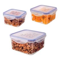 Cj. Pote Hermético Quadrado 3 Pçs. Azul Euro Home Azul Cj. Pote Hermético Quadrado 3 Pçs. Azul Euro Home Azul