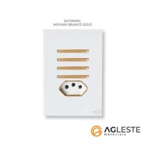 Cj quadruplo 3 simples 1 cego tomada 20a com suporte especial 4x2 dicompel novara branco gold dnv1200188brgd