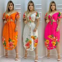 Cj.saia e blusa estampada tamanho único