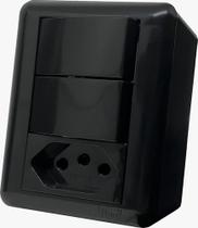 Cj Tecla Dupla Paralela + 1 Tomada 20a Preto Overlap Blux