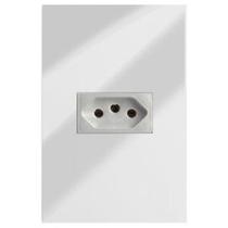 Cj Tomada 10A Horizontal 4X2 - Recta Espelhada Prata Gloss Cj Tomada 10A Horizontal 4X2 - Recta Espelhada Prata Gloss