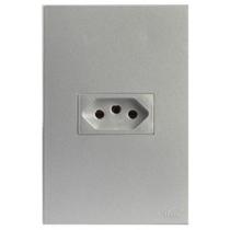 Cj tomada 10a horizontal 4x2 recta prata satin fosco