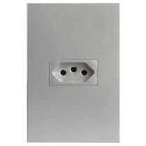 Cj Tomada 20A Horizontal 4x2 - Recta Prata Satin Fosco