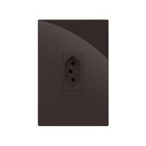 Cj tomada 20a vertical recta chocolate gloss brilhante