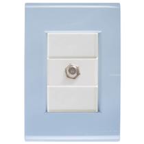 Cj Tomada conexão TV SAT Coaxial Liz Azul Jeans Tramontina completo pronto