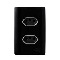 Cj Tomada Dupla 10A 4X2 - Novara Preto Brilhante Cromado