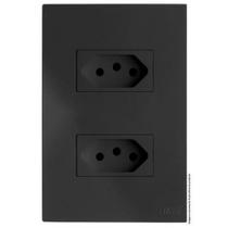 Cj Tomada Dupla 10A 4X2 - Recta Home Grafite Satin Fosco