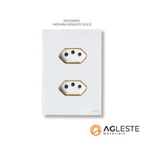 Cj tomada dupla 10a com suporte 4x2 dicompel novara branco gold dnv120032brgd