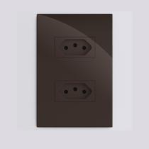 Cj tomada dupla 10a recta chocolate gloss brilhante Cj tomada dupla 10a recta chocolate gloss brilhante