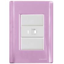 Cj Tomada RJ45 RJ 45 Ethernet Giz Rosa Tramontina completo pronto